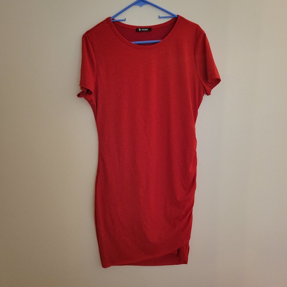 Red fitted mini t-shirt dress
